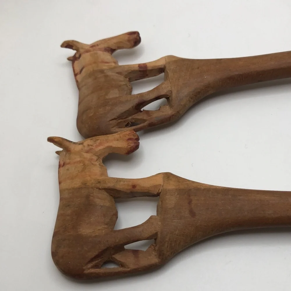 Artisan Brown Wooden Serving Utensils